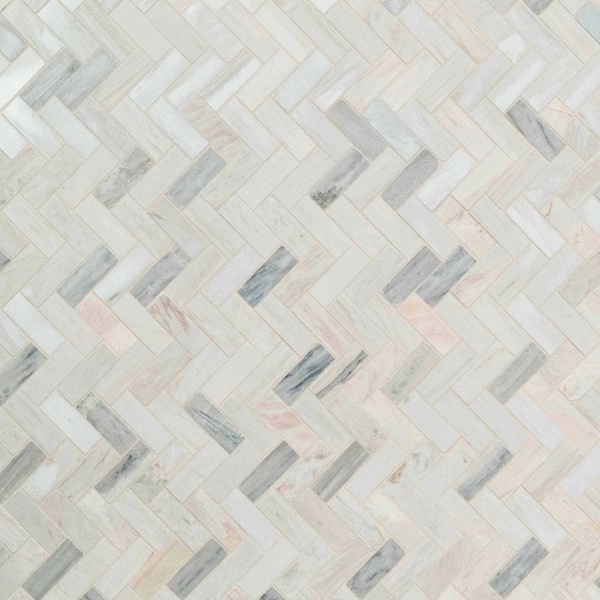 Msi Angora Herringbone 12 In. X 12 In. X 10 Mm Polished Marble Mesh-Mounted Mosaic Tile, 10PK - ZOR-MD-0199