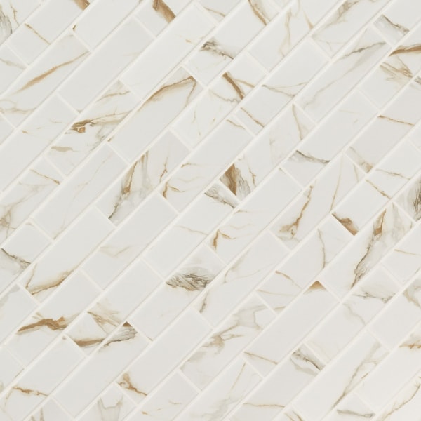 Msi Calcatta Gold Subway 11.46 In. X 11.69 In. X 6Mm Matte Mosaic Marble Tile, 15PK - ZOR-PT-0630
