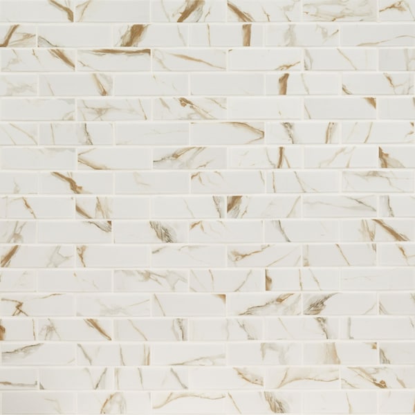 Msi Calcatta Gold Subway 11.46 In. X 11.69 In. X 6Mm Matte Mosaic Marble Tile, 15PK - ZOR-PT-0630