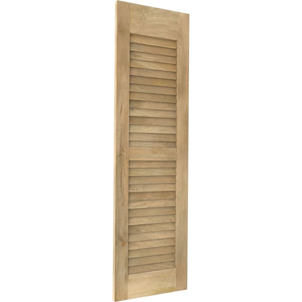 Ekena Millwork 18W x 73H Americraft Two Equal Louver Exterior Real Wood Shutters, Unfinished, PR - RW101LV18X73UNH