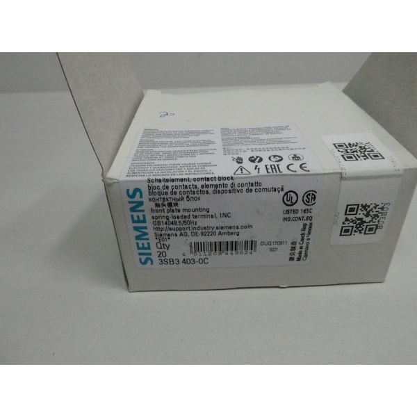 Caja de 20 terminales y bloques de contacto, paquete de 20 - 3SB3 403-0C