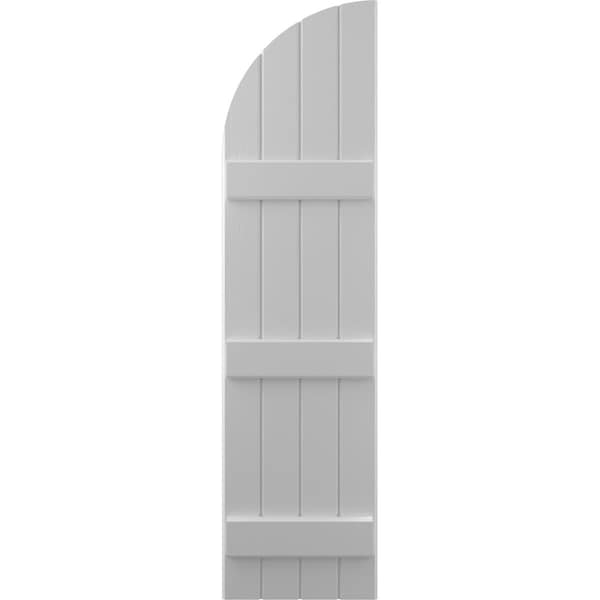 Ekena Millwork Americraft 4-Board (3 Batten) Wood Joined Board-n-Batten Shutters w/ Arch Top, ARW401BQ414X82PRH - ARW401BQ414X82PRH