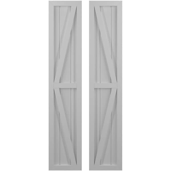 Ekena Millwork Americraft 3-Board Wood 2 Equal Panel Frmd Board-n-Batten Shutters w/ Dubl Z-Bar, ARW102BF311X62PRH - ARW102BF311X62PRH