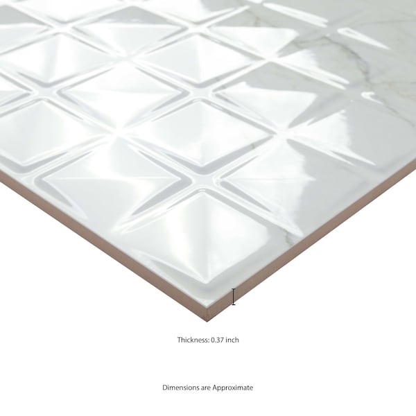 Msi Sample Dymo Calacatta Chex White  Glossy Ceramic Wall Tile - ZOR-PT-0878-SAM