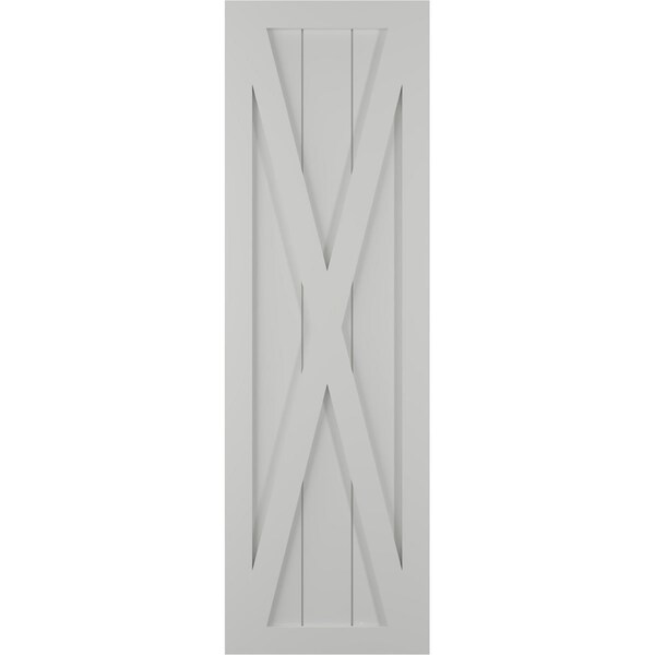 Ekena Millwork True Fit PVC Single X-Board Farmhouse Fixed Mount Shutters, Hailstorm Gray, 12W x 26H, PR - TFP001FH12X026ST