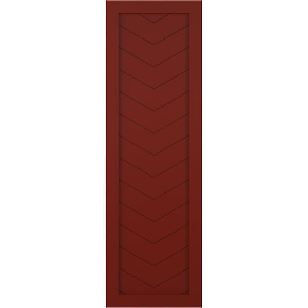 Ekena Millwork True Fit PVC Single Panel Chevron Modern Style Fixed Mount Shutters, Pepper Red, 18W x 62H, PR - TFP001CV18X062MR