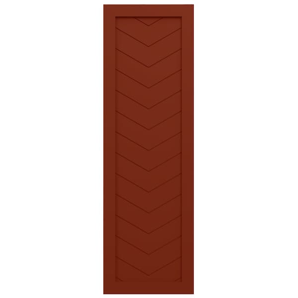 Ekena Millwork True Fit PVC Single Panel Chevron Modern Style Fixed Mount Shutters, Pepper Red, 18W x 62H, PR - TFP001CV18X062MR