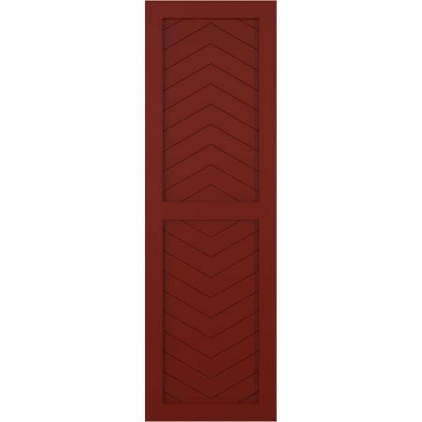 Ekena Millwork True Fit PVC Two Panel Chevron Modern Style Fixed Mount Shutters, Pepper Red, 18W x 78H, PR - TFP101CV18X078MR