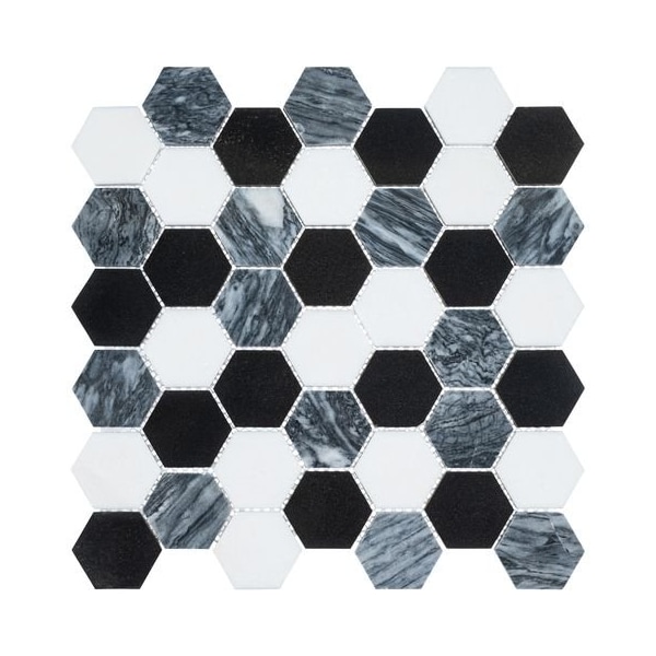 Andova Tiles ANDOVA TILES Channing 2" x 2" Marble Honeycomb Mosaic Floor Use Tile - ANDCHA121