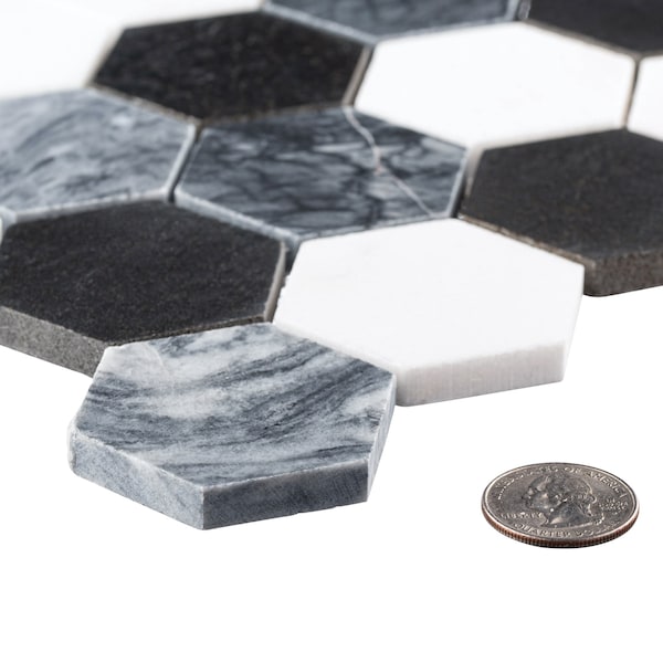 Andova Tiles ANDOVA TILES Channing 2" x 2" Marble Honeycomb Mosaic Floor Use Tile - ANDCHA121