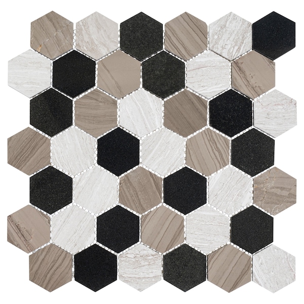 Andova Tiles SAMPLE Channing 2 x 2 Marble Honeycomb Mosaic Floor Use Tile - SAM-ANDCHA123