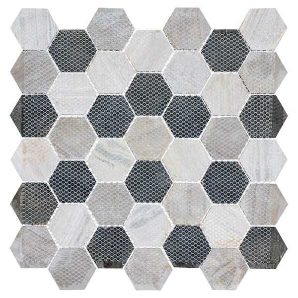 Andova Tiles SAMPLE Channing 2 x 2 Marble Honeycomb Mosaic Floor Use Tile - SAM-ANDCHA123