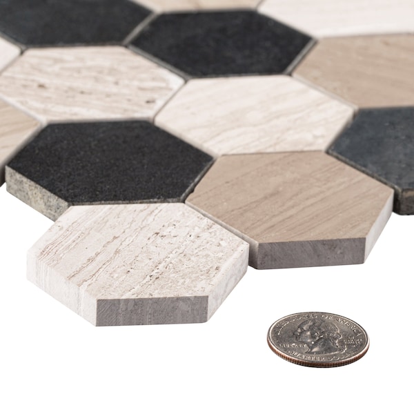 Andova Tiles SAMPLE Channing 2 x 2 Marble Honeycomb Mosaic Floor Use Tile - SAM-ANDCHA123