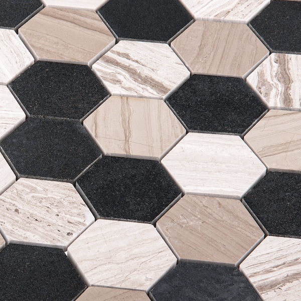 Andova Tiles SAMPLE Channing 2 x 2 Marble Honeycomb Mosaic Floor Use Tile - SAM-ANDCHA123