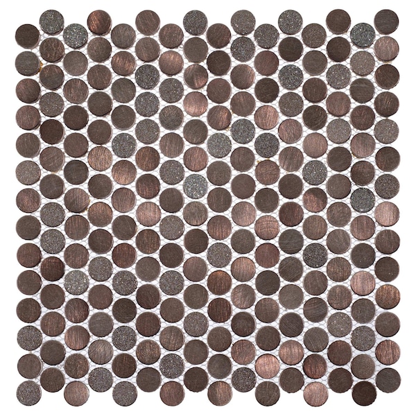 Andova Tiles SAMPLE Orb 075 x 075 Metal Penny Round Mosaic Tile - SAM-ANDORB254