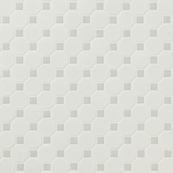 Msi White And Black Matte SAMPLE Octagon Porcelain Mosaic Tile - ZOR-MD-0407-SAM