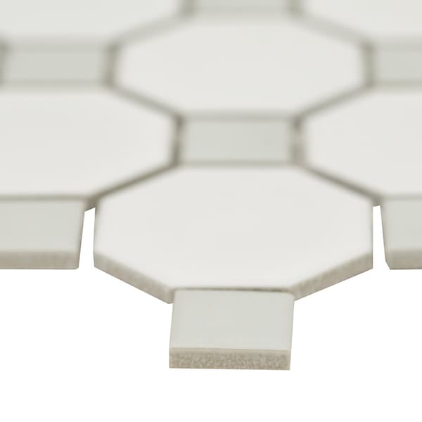 Msi White And Black Matte SAMPLE Octagon Porcelain Mosaic Tile - ZOR-MD-0407-SAM