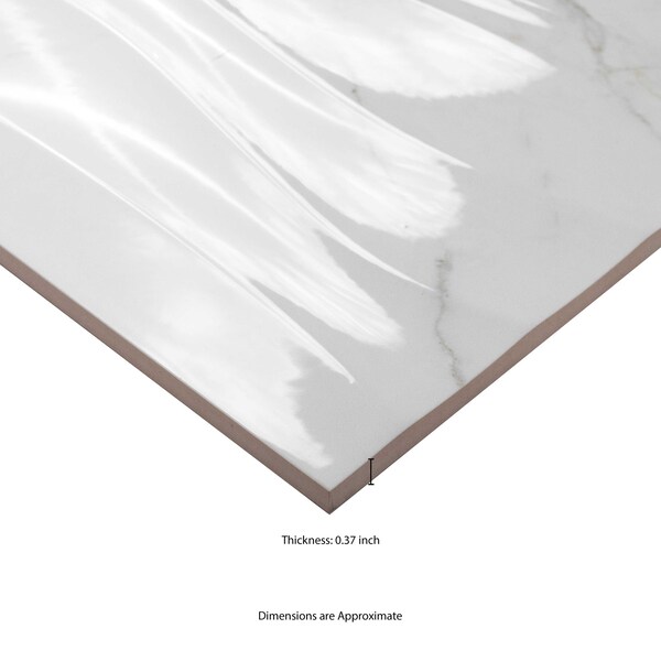 Msi Dymo Calacatta Wavy White 12in X 24in Glossy Ceramic Wall Tile, 8PK - ZOR-PT-0880