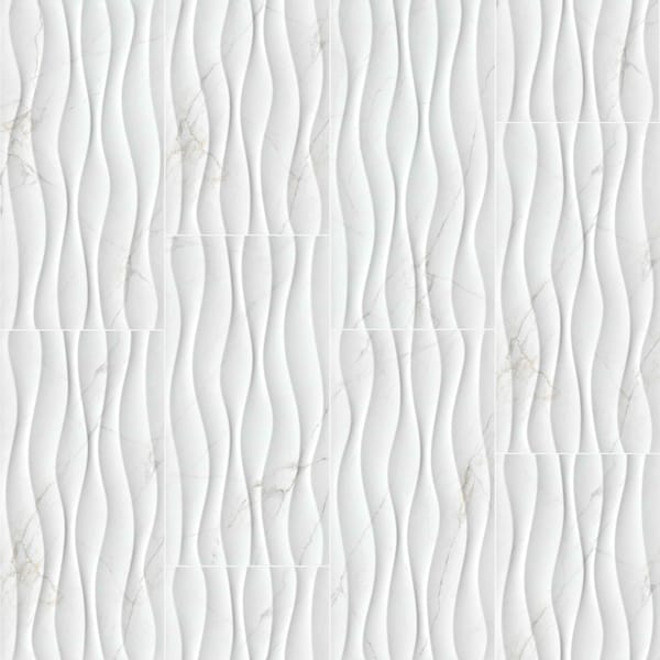 Msi Dymo Calacatta Wavy White 12in X 24in Glossy Ceramic Wall Tile, 8PK - ZOR-PT-0880