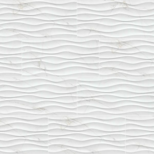 Msi Dymo Calacatta Wavy White 12in X 24in Glossy Ceramic Wall Tile, 8PK - ZOR-PT-0880