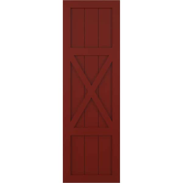 Ekena Millwork True Fit PVC Center X-Board Farmhouse Fixed Mount Shutters, Pepper Red , 15W x 62H, PR - TFP107FH15X062MR