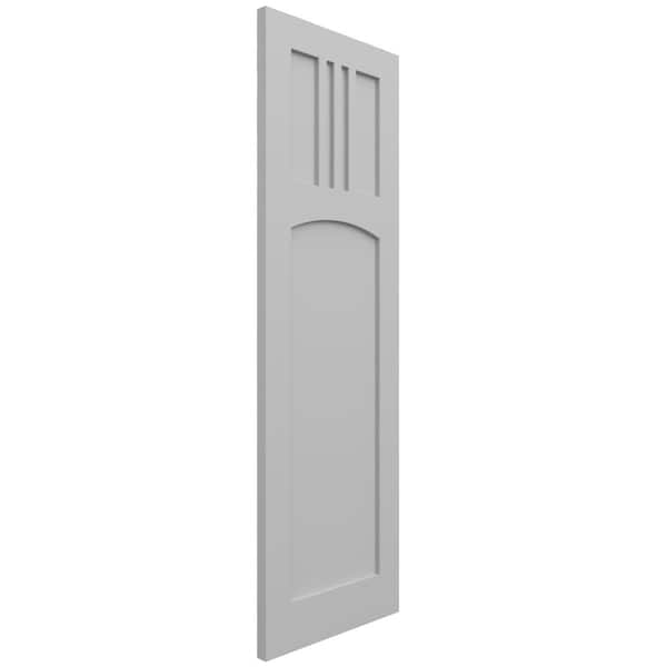 Ekena Millwork True Fit PVC San Miguel Mission Style Fixed Mount Shutters, Primed, 18"W x 40"H - TFP001SM18X040PR