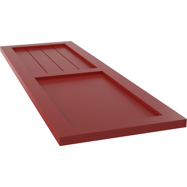 Ekena Millwork True Fit PVC Farmhouse/Flat Panel Combination Fixed Mount Shutters, Fire Red, 18W x 46H, PR - TFP101FC18X046BR