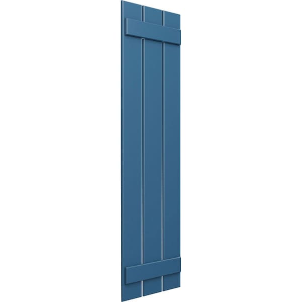Ekena Millwork True Fit PVC Three Board Spaced Board-n-Batten Shutters, Sojourn Blue , 17 1/8W x 42H, PR - TFP101SBF17X042HB