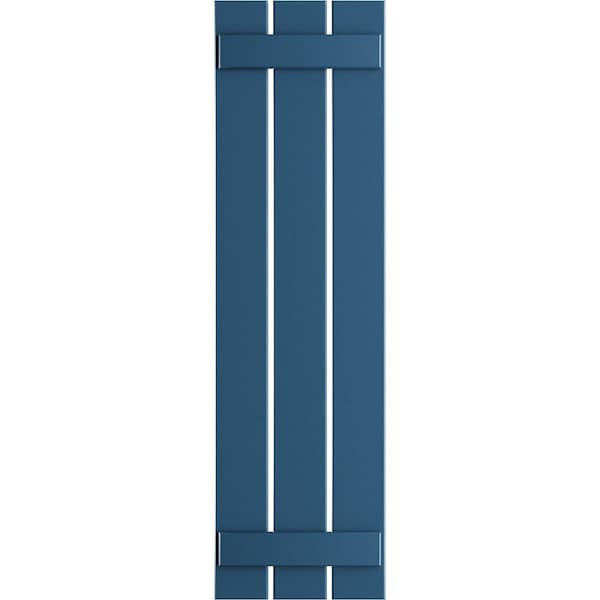 Ekena Millwork True Fit PVC Three Board Spaced Board-n-Batten Shutters, Sojourn Blue , 17 1/8W x 42H, PR - TFP101SBF17X042HB