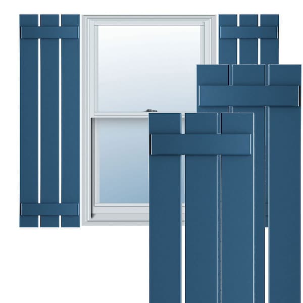 Ekena Millwork True Fit PVC Three Board Spaced Board-n-Batten Shutters, Sojourn Blue , 17 1/8W x 42H, PR - TFP101SBF17X042HB