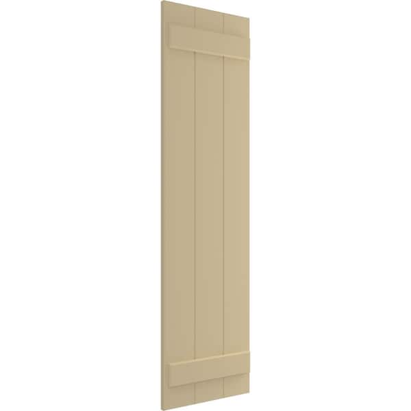 Ekena Millwork True Fit PVC, Three Board Joined Board-n-Batten Shutters, Natural Twine, 16 1/8W x 75H, PR - TFP101BBF16X075NT