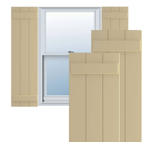 Ekena Millwork True Fit PVC, Three Board Joined Board-n-Batten Shutters, Natural Twine, 16 1/8W x 75H, PR - TFP101BBF16X075NT