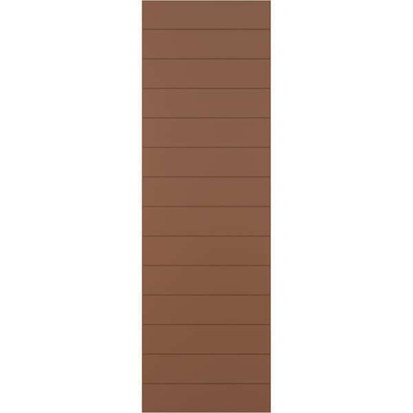 Ekena Millwork True Fit PVC Horizontal Slat Modern Style Fixed Mount Shutters, Burnt Toffee, 18W x 75H, PR - TFP001HZ18X075BT