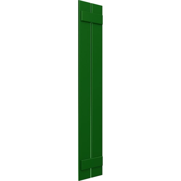 Ekena Millwork True Fit PVC Two Board Spaced Board-n-Batten Shutters, Viridian Green, 11 1/4W x 66H, PR - TFP101SBF11X066HG