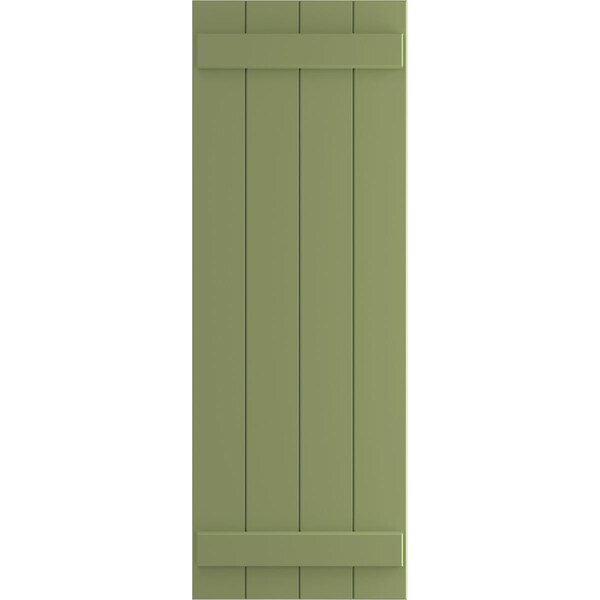Ekena Millwork True Fit PVC Four Board Joined Board-n-Batten Shutters, Moss Green, 21 1/2W x 44H, PR - TFP101BBF21X044MG