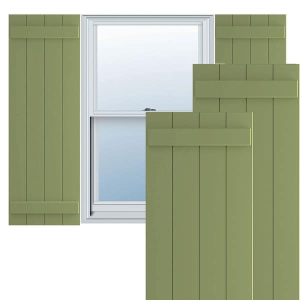 Ekena Millwork True Fit PVC Four Board Joined Board-n-Batten Shutters, Moss Green, 21 1/2W x 44H, PR - TFP101BBF21X044MG
