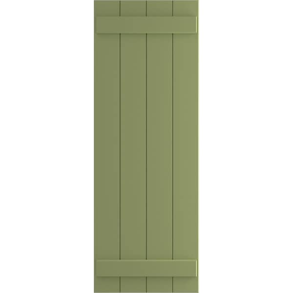 Ekena Millwork True Fit PVC Four Board Joined Board-n-Batten Shutters, Moss Green, 21 1/2W x 44H, PR - TFP101BBF21X044MG