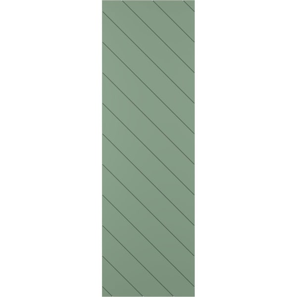 Ekena Millwork 18W x 48H True Fit PVC Diagonal Slat Modern Style Fixed Mount Shutters, Track Green, PR - TFP001DG18X048TG