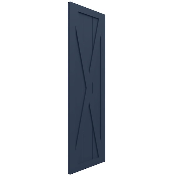 Ekena Millwork True Fit PVC Single X-Board Farmhouse Fixed Mount Shutters, Starless Night Blue, 15W x 27H, PR - TFP001FH15X027OB