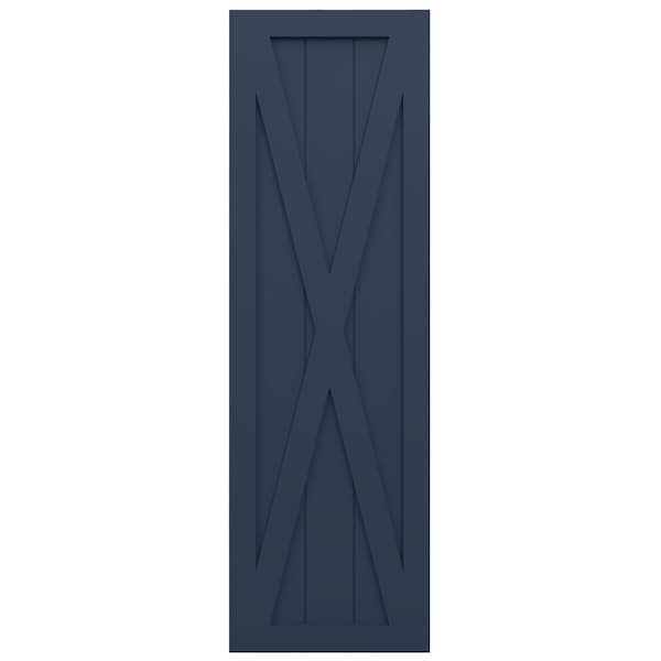 Ekena Millwork True Fit PVC Single X-Board Farmhouse Fixed Mount Shutters, Starless Night Blue, 15W x 27H, PR - TFP001FH15X027OB