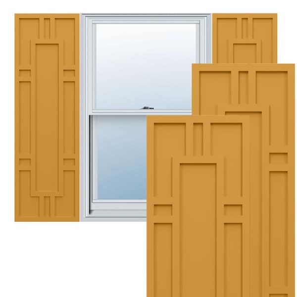 Ekena Millwork True Fit PVC Hastings Fixed Mount Shutters, Turmeric, 12W x 73H, PR - TFP001HS12X073TU