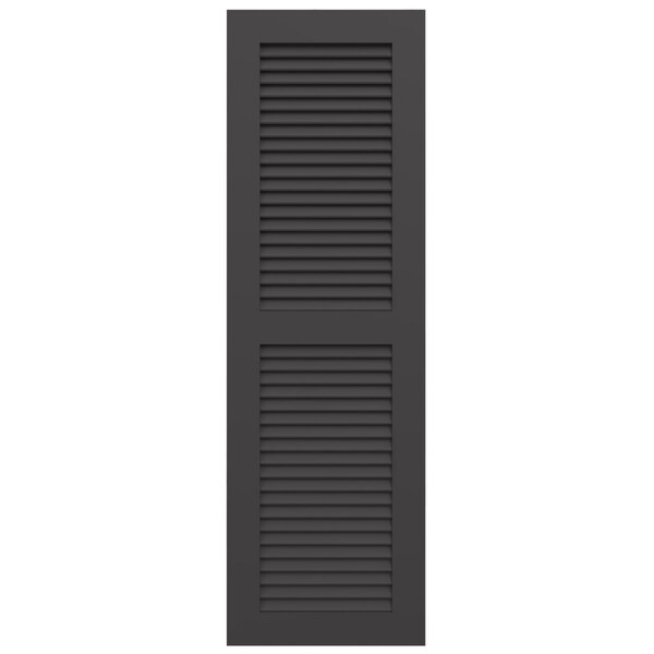 Ekena Millwork True Fit PVC, Two Equal Louver Shutters, Shadow Mountain, 12W x 44H, PR - TFP101LVF12X044SM