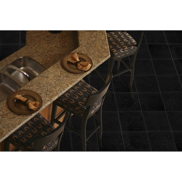 Msi Black Galaxy 12 In. X 12 In. Polished Granite Floor And Wall Tile, 10PK - ZOR-NS-0043