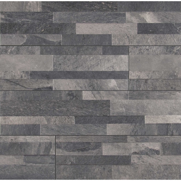 Msi Ardesia Black Ledger Panel 6 In. X 24 In. Glazed Porcelain Wall Tile, 11PK - ZOR-PNL-0100
