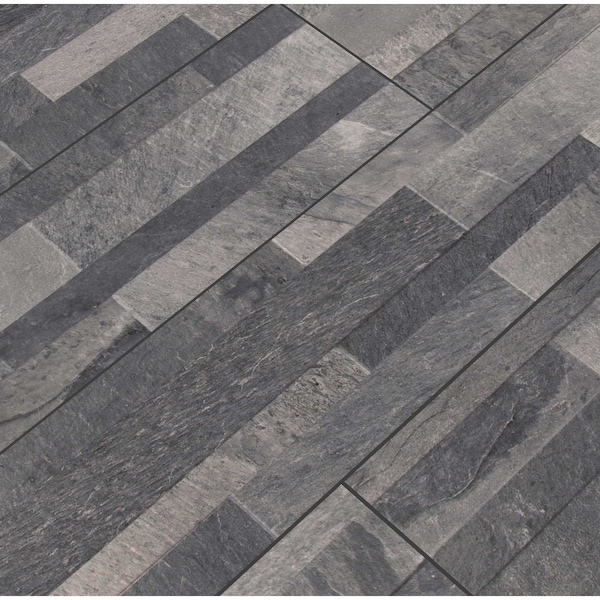 Msi Ardesia Black Ledger Panel 6 In. X 24 In. Glazed Porcelain Wall Tile, 11PK - ZOR-PNL-0100