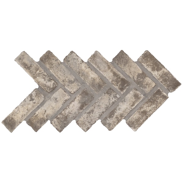 Msi Doverton Gray 125 in X 255 in Clay Brick Herringbone Mosaic Tile, 5PK - ZOR-MD-0539