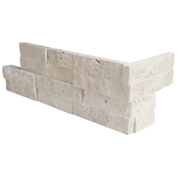 Msi Roman Beige Ledger "L" Corner 6 in.  X 18 in.  Splitface Travertine Wall Tile, 4PK - ZOR-PNL-0139