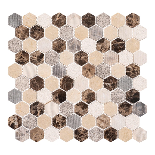 Andova Tiles ANDOVA TILES Amarillo 1.25" x 1.25" Natural Stone Honeycomb Mosaic Wall & Floor Tile - ANDAMA101