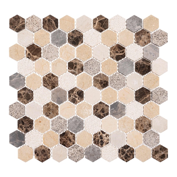 Andova Tiles ANDOVA TILES Amarillo 1.25" x 1.25" Natural Stone Honeycomb Mosaic Wall & Floor Tile - ANDAMA101