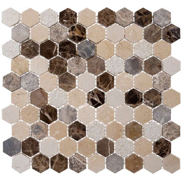 Andova Tiles ANDOVA TILES Amarillo 1.25" x 1.25" Natural Stone Honeycomb Mosaic Wall & Floor Tile - ANDAMA101